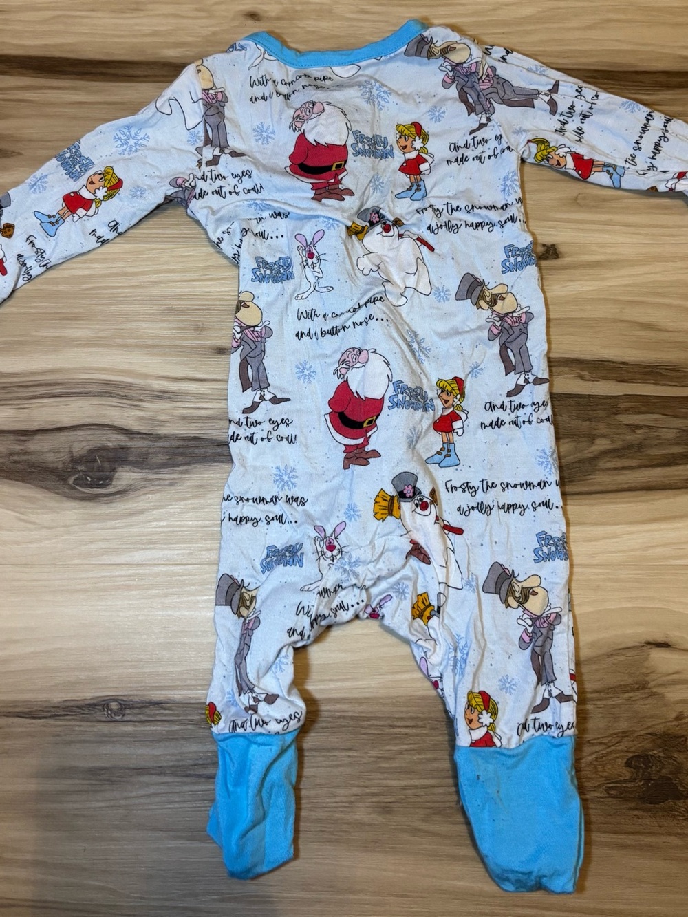 Blue-Trim Holiday Character Bamboo One-Piece - Picture 2 of 4